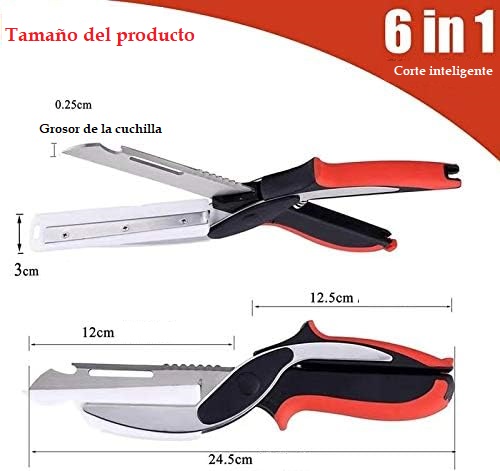Miniatura 6 de Cuchillo Tijeras Cortador Alimentos 6En1